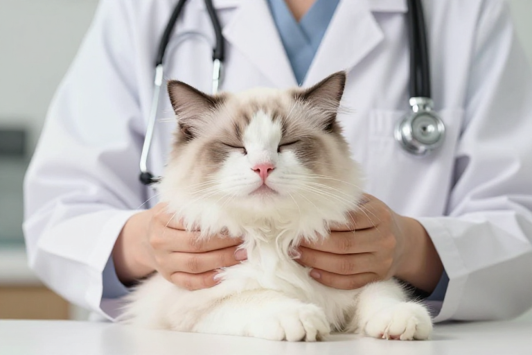 布偶猫安睡:专业兽医呵护瞬间