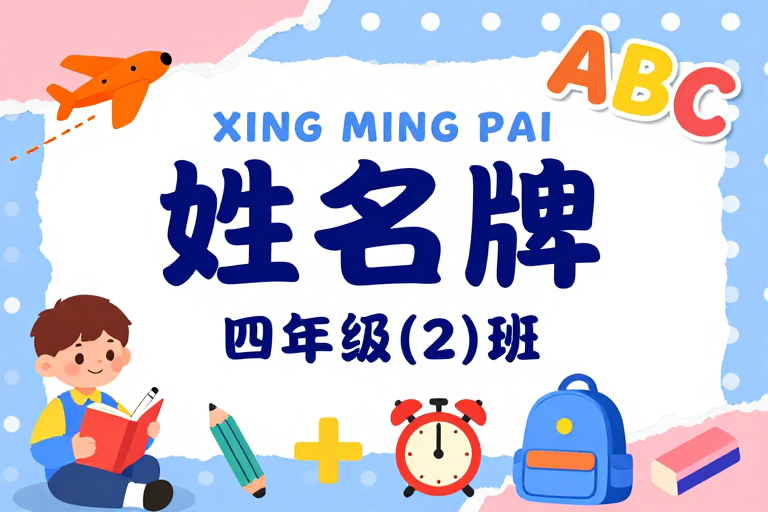 童趣撕纸风儿童姓名牌海报设计