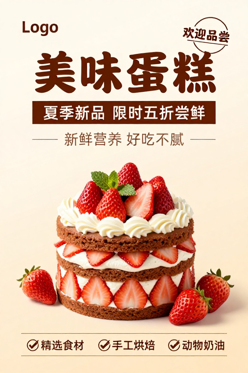 美味蛋糕夏季新品限时五折 精致烘焙诱人展示