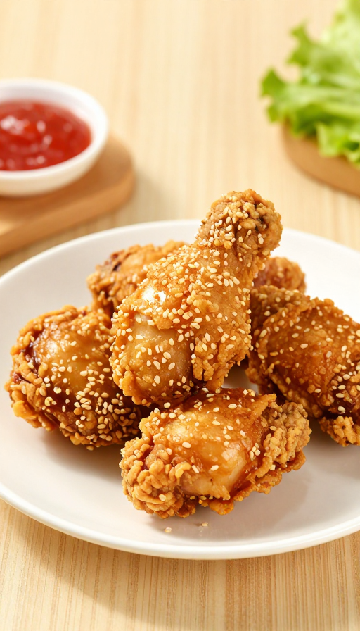 金黄酥脆的诱人炸鸡特写