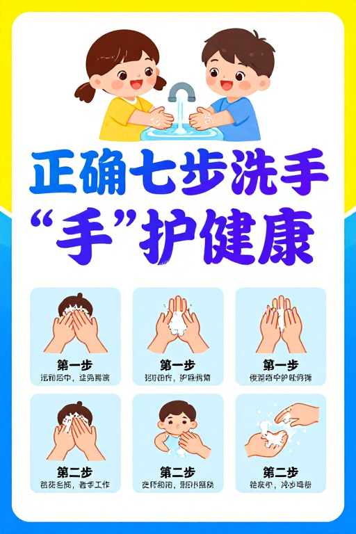 儿童友好型七步洗手法公益宣传海报