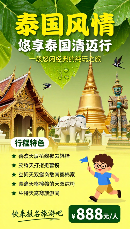 泰国风情清迈之旅广告海报