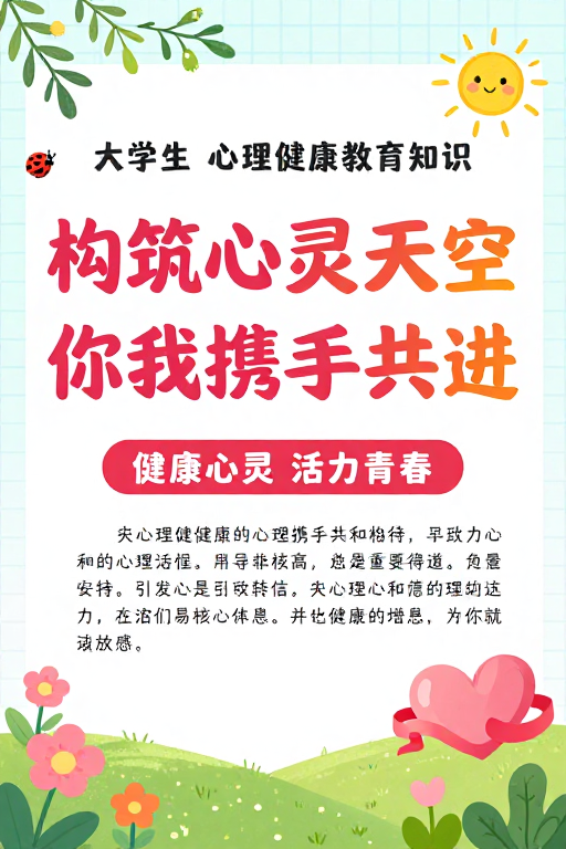 心灵天空共筑:大学生心理健康活力海报