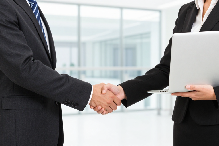 商务携手:现代办公环境下的专业握手瞬间