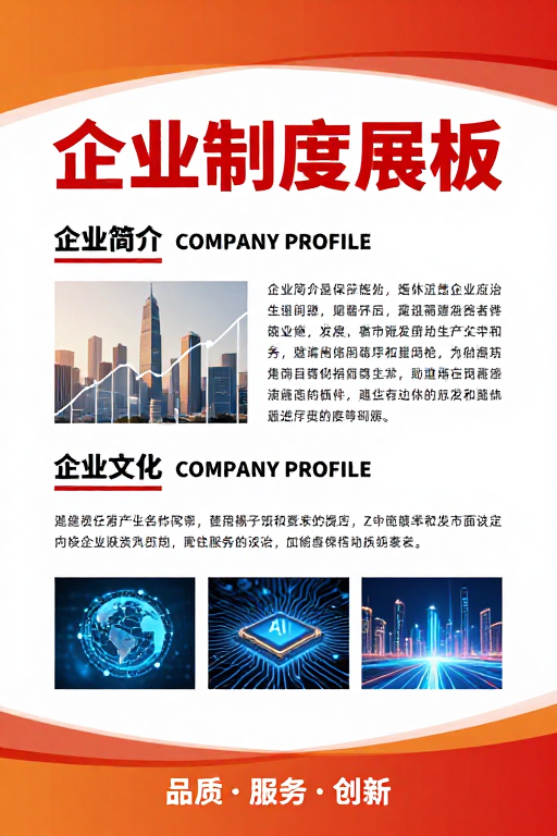 企业制度展板：现代科技感商务风格展示