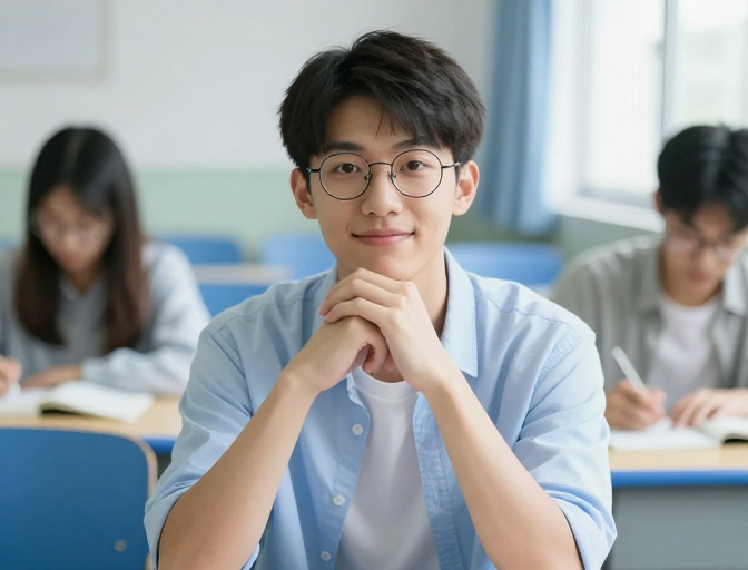 专注学习:年轻学子沉思时刻