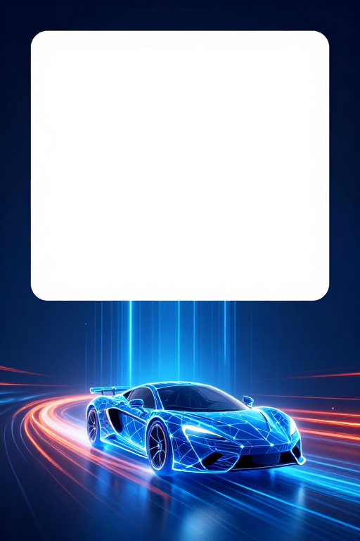 未来感数字孪生跑车在科幻空间中的全息投影