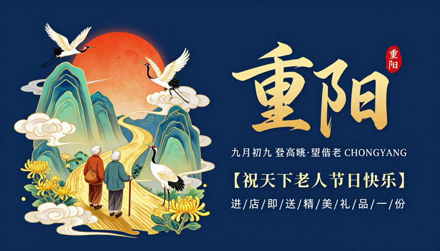 重阳佳节·中国风敬老插画海报