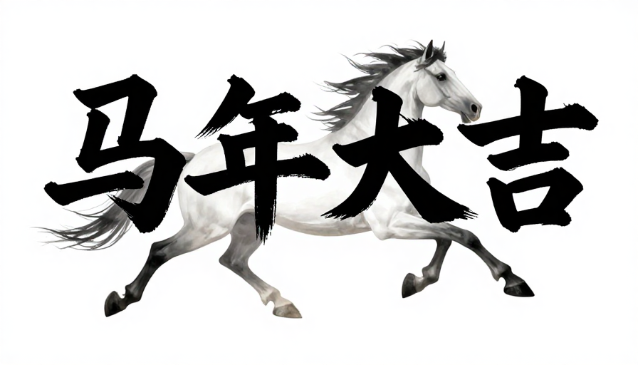书法创意：马年大吉奔骏马动态图