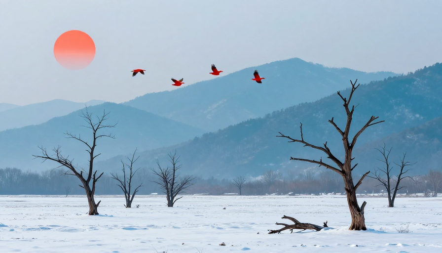 寒天雪景暖日飞鸿的冬日摄影杰作