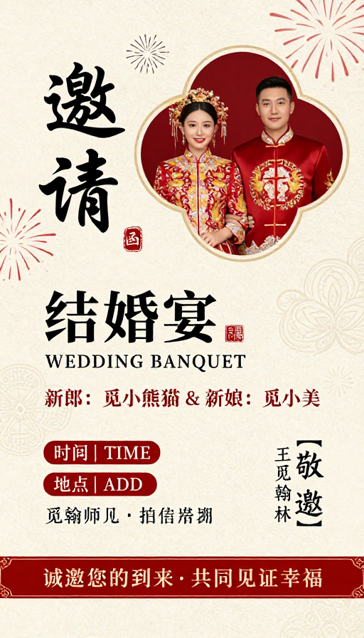 中式婚礼邀请函：喜庆典雅，诚邀共赴幸福之约