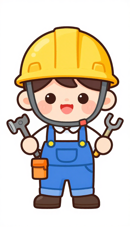 可爱儿童工程师：色彩丰富的建筑科技插画