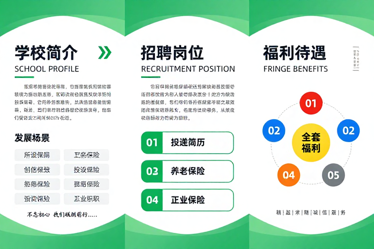 活力绿渐变企业招聘海报:清新专业三栏布局