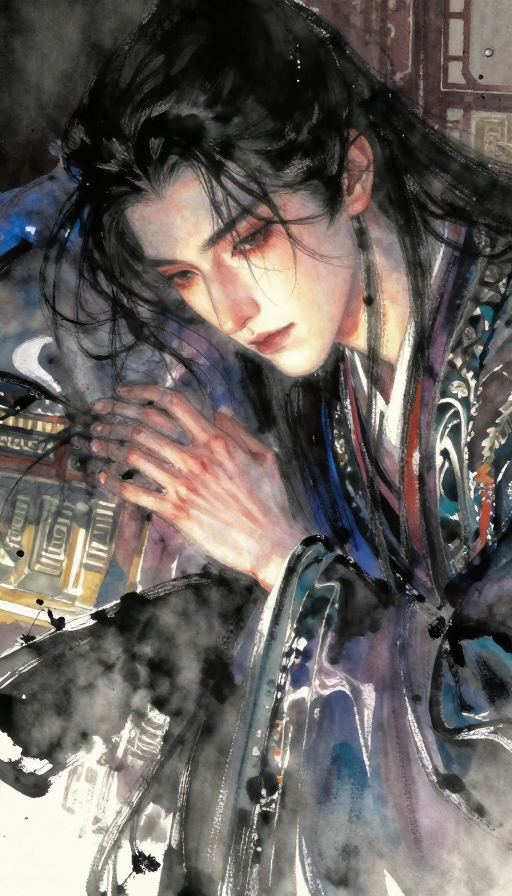 苍凉宫廷:古风少年意识流插画,尽显寂寥情深