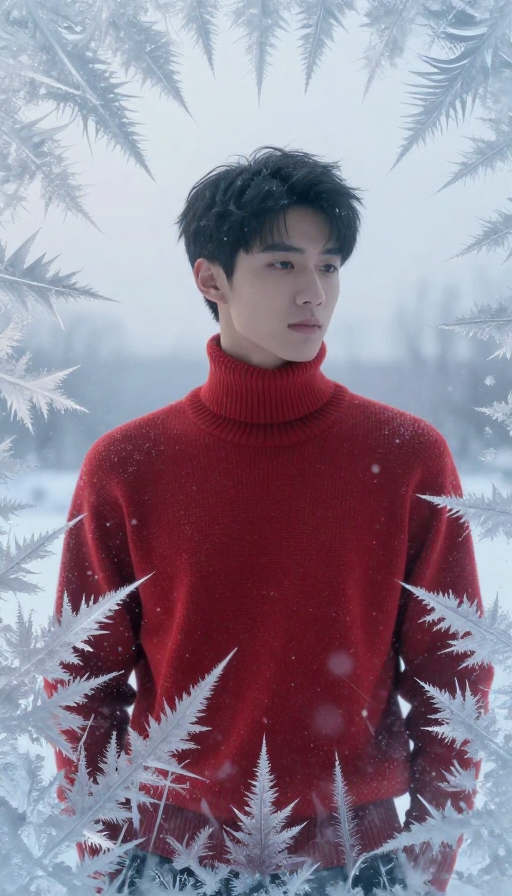 冬晨冰花映红眸：绝美室内人像摄影