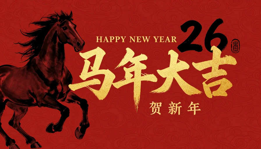 水墨骏马迎新春:马年大吉祝福海报