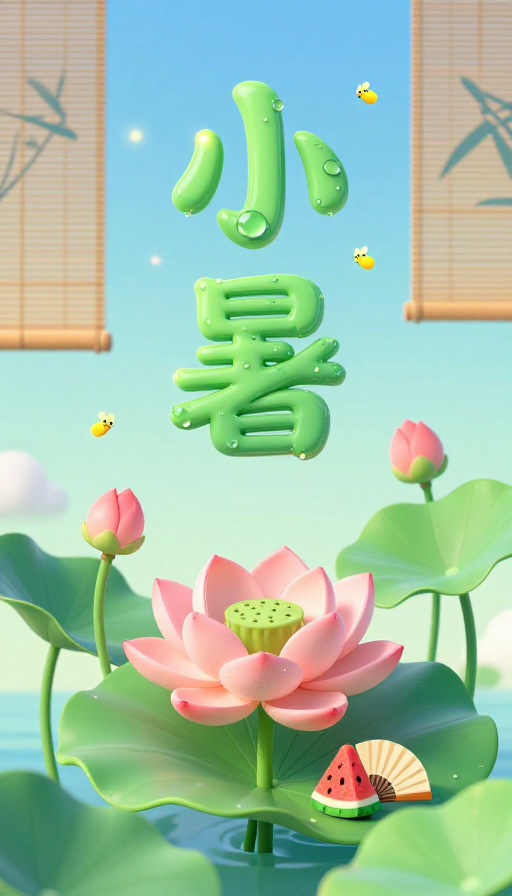 小暑清凉·中国风3D艺术海报