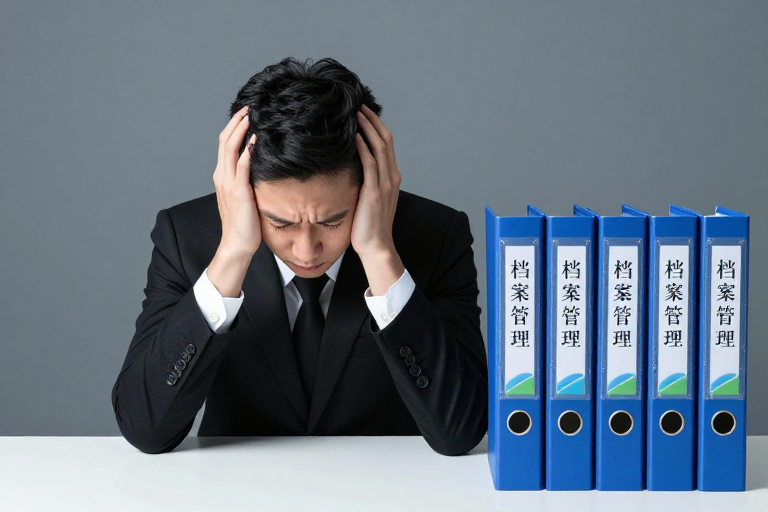 职场疲惫瞬间:阴冷蓝调下的专注与压力