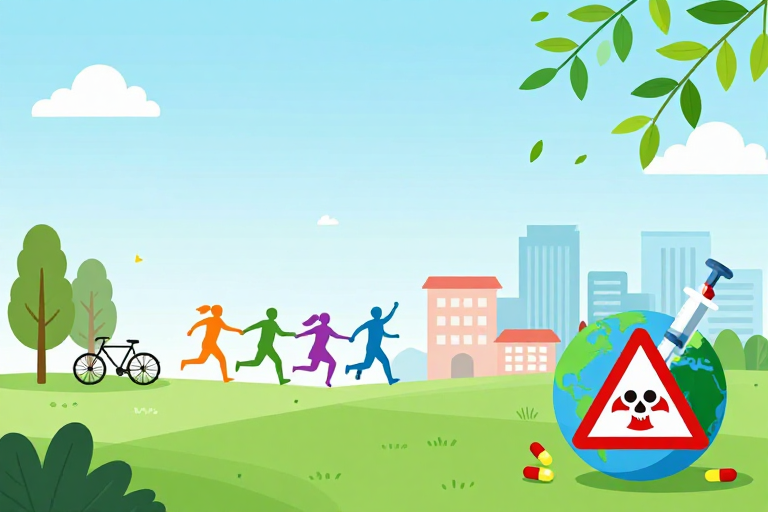扁平插画：生态警示与绿色共生