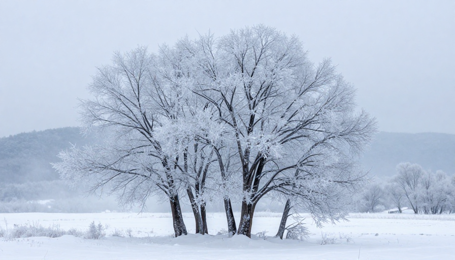 冬雪雾凇下的静谧森林:冷调摄影风光大片
