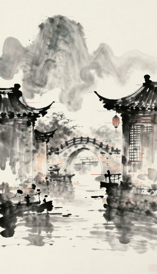 水墨故障艺术:传统与未来的视觉碰撞