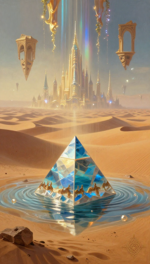 沙漠琉璃幻境:超现实光影史诗梦境