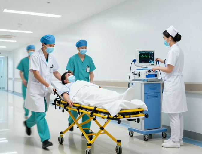 医疗急救现场:医护团队紧急转运病患