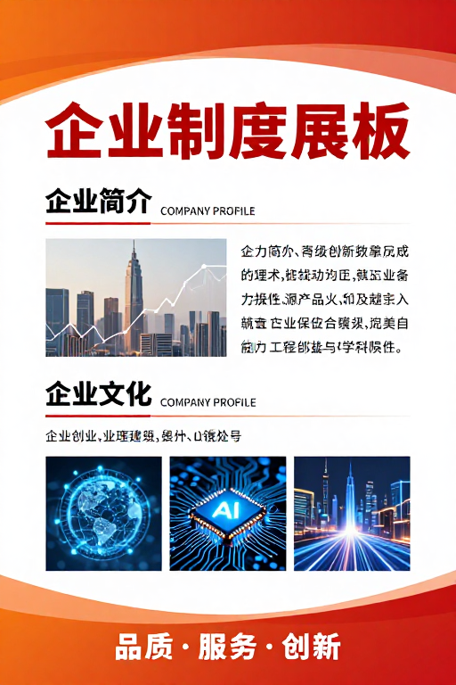 现代科技感企业制度橙红渐变商务海报设计