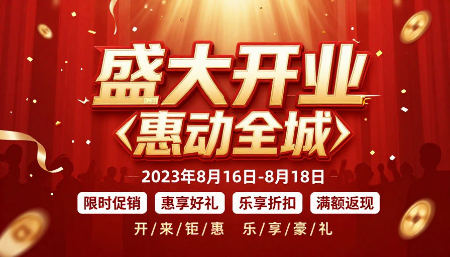 盛大开业金辉璀璨 喜庆促销视觉盛宴
