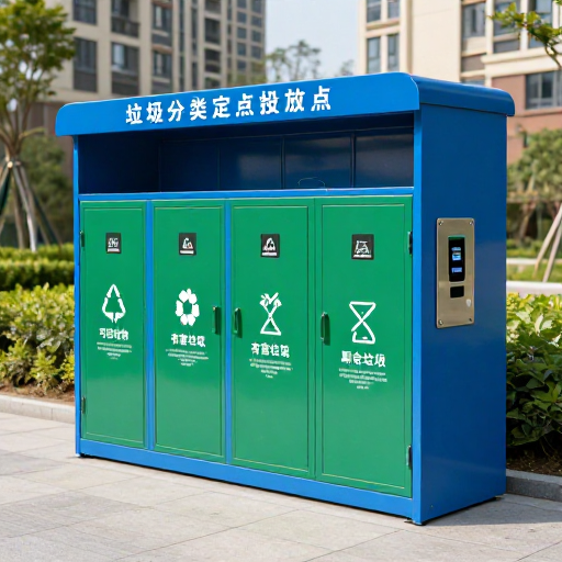 城市户外垃圾分类投放点实拍