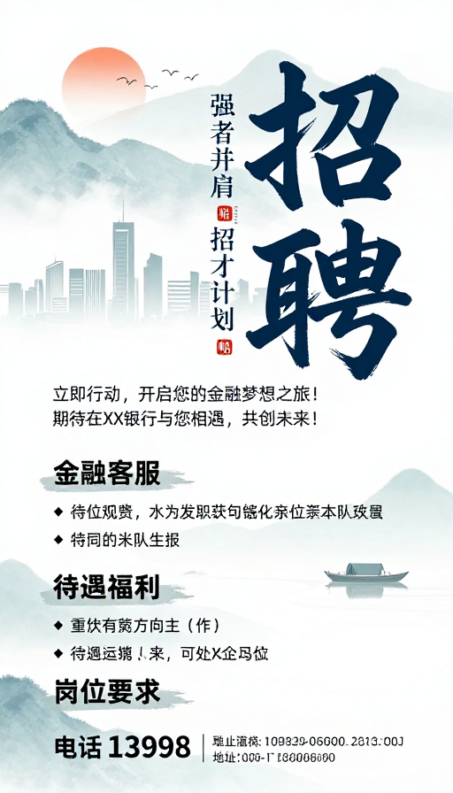 墨韵新生：中式水墨风金融人才招募令