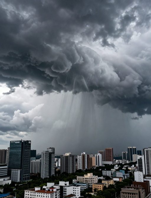 超级台风震撼瞬间:风暴云与狂雨的戏剧性碰撞