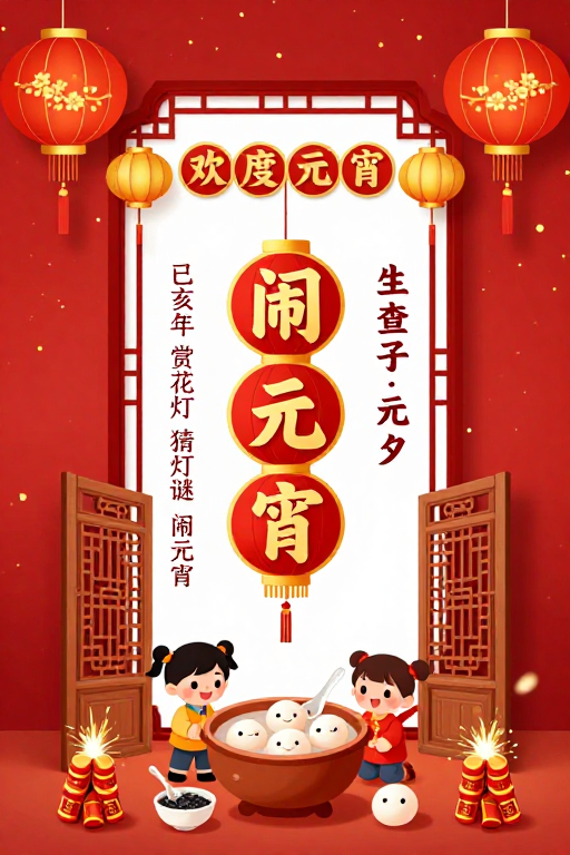 喜庆闹元宵 红金传统佳节