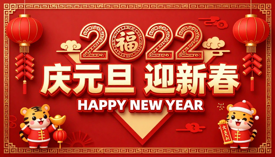 喜庆中国风新年海报，双节日庆典视觉盛宴