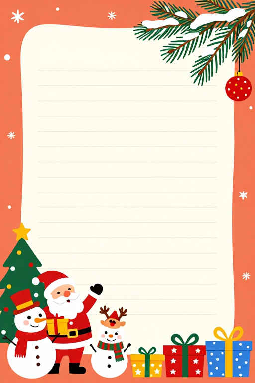 暖橙点缀圣诞手写信纸插画背景