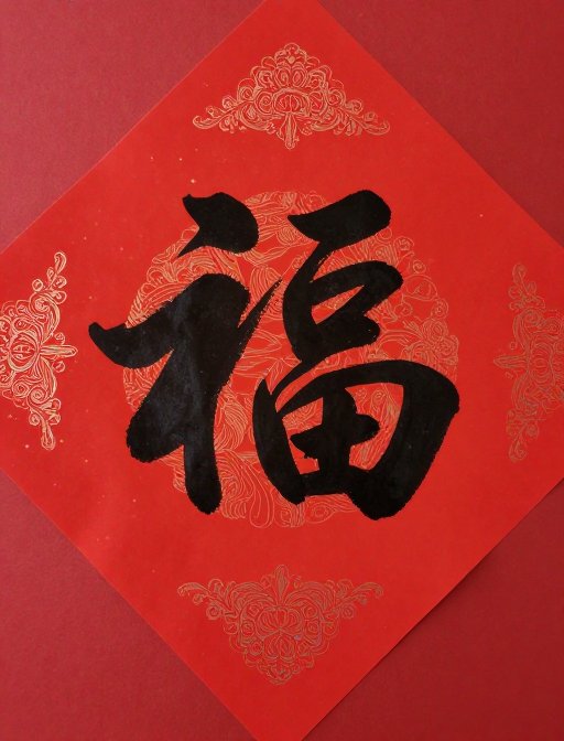 福字书法艺术传递节日吉祥与好运祝福