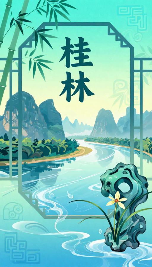 超现实流体意境：桂林山水冷调新中式美学