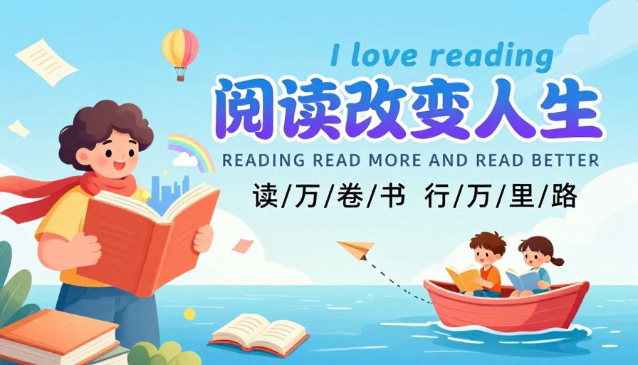 阅读点亮梦想:手绘清新公益海报