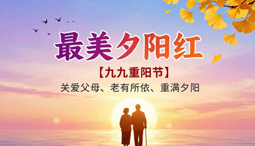 重阳诗意海报：夕阳下的温情守护