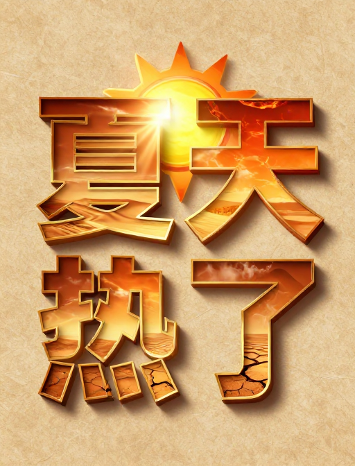 夏日酷热:烫金立体字的视觉冲击