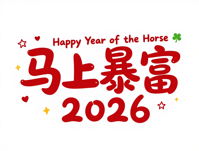 喜庆新年祝福:马上暴富2026马年创意书法海报