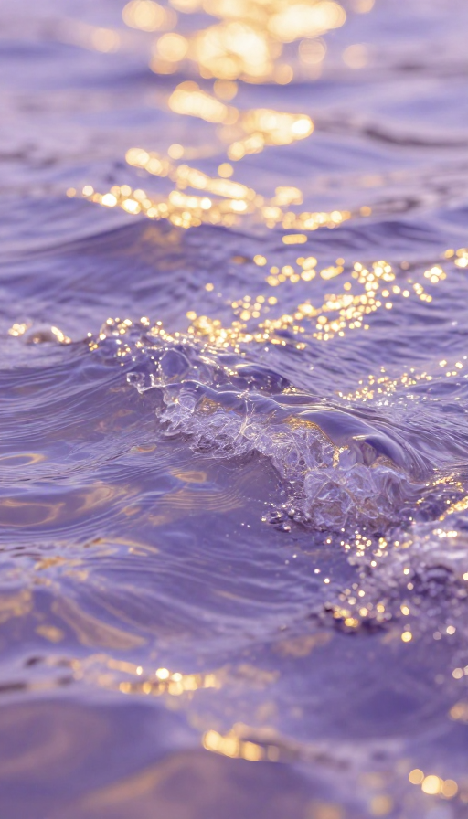 梦幻紫浪:全息水面波光粼粼特写