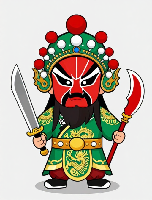 现代Q版京剧关公卡通形象展示
