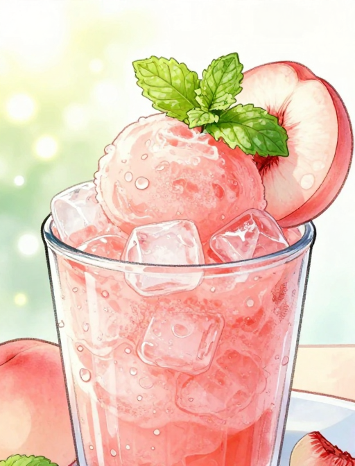 夏日手绘漫画:水蜜桃沙冰清凉特写