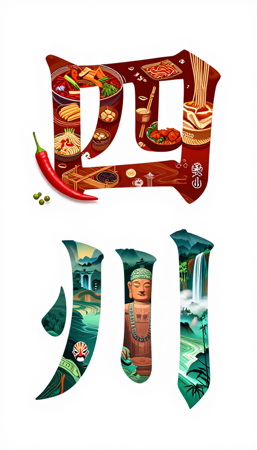 川味非遗字体艺术:麻辣鲜香与山水灵韵的视觉盛宴