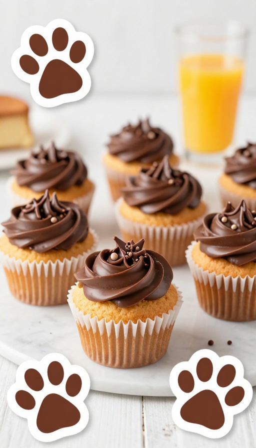 可爱巧克力纸杯蛋糕猫爪果汁贴纸设计