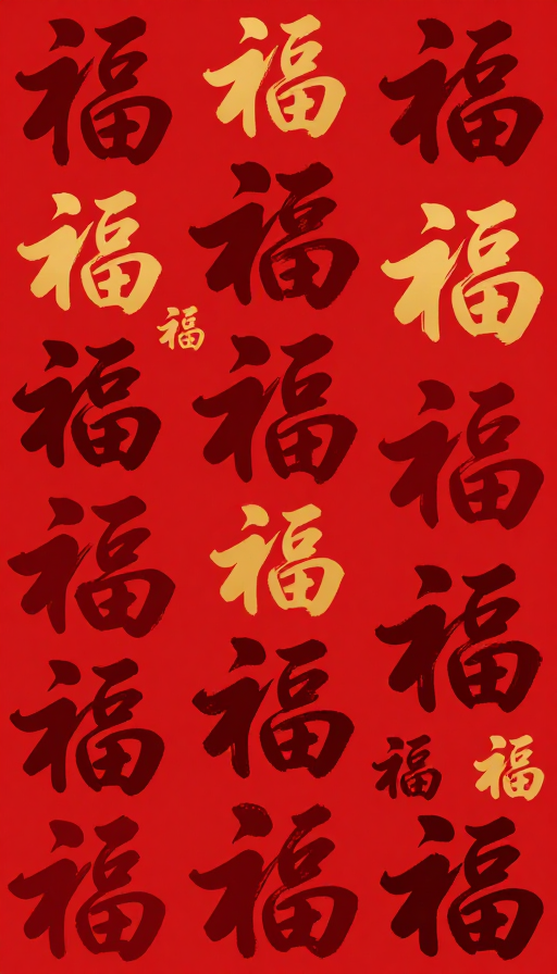 中国春节喜庆背景：多体书法福字矢量图案