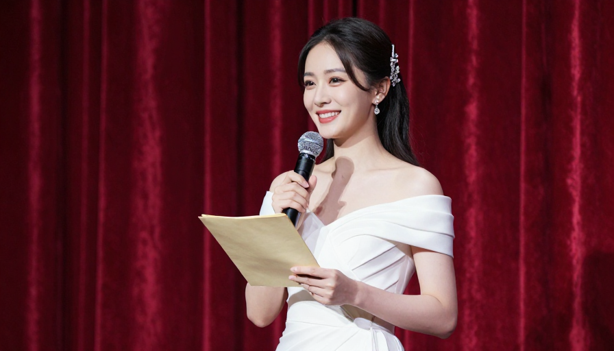 红丝绒幕布下优雅主持风采：专业颁奖盛典人物摄影