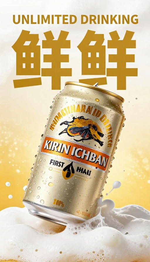 清凉啤酒促销:麒麟鲜啤3D广告海报