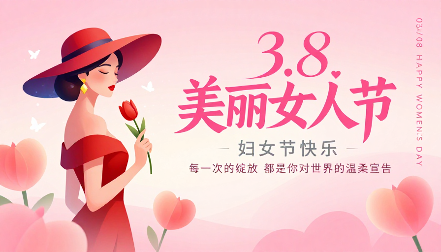 浪漫粉红:自信绽放的3.8妇女节海报